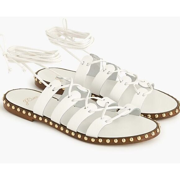 J Crew white studded leather wrap sandals - Picture 1 of 6